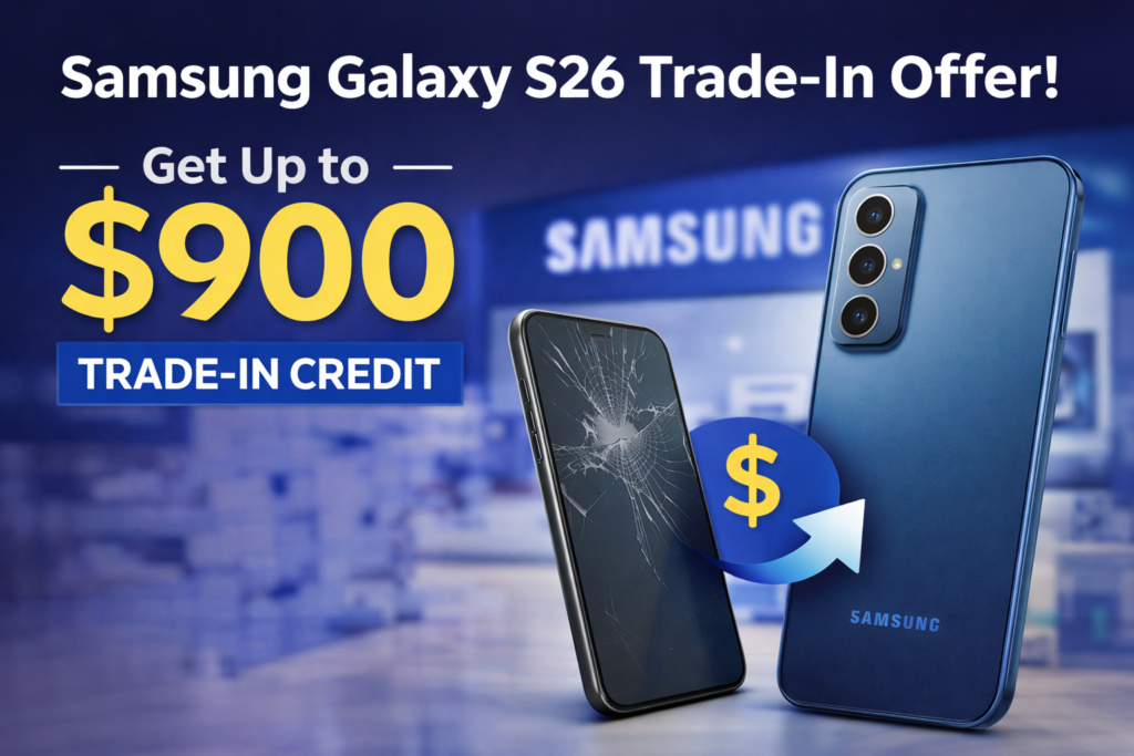 Samsung Galaxy S26 trade-in offer showing up to $900 credit for eligible smartphone upgrades